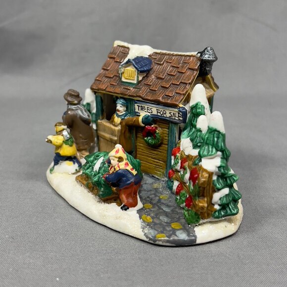 Cobblestone Corners Ceramic Christmas Trees 4 Sale Figurine Village Holiday Y2K - Picture 2 of 10